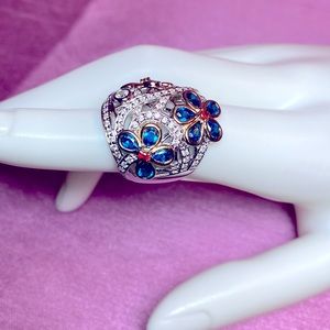 Bella Luce Blue Apatite with Red & White Diamond Simulants Ring